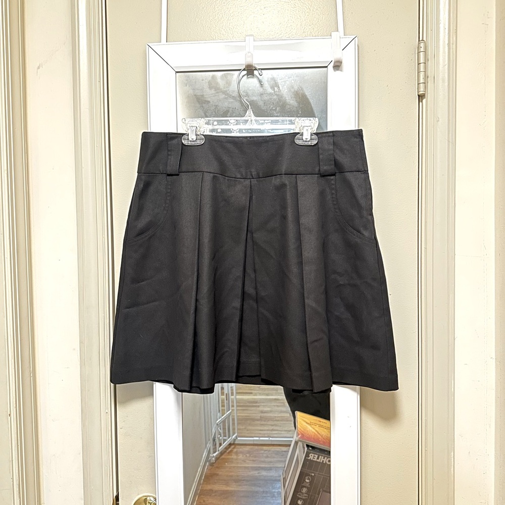 MAURICES Pleated Black Skirt with Pockets & Belt Loops